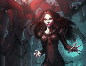 Картинка фэнтези вампиры вампир девушка летучие мыши готика полнолуние