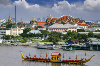 Картинка города бангкок+ таиланд дворцы судно