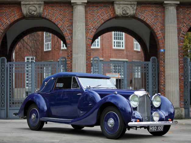 Обои картинки фото автомобили, классика, синий, 1938, coupe, drophead, rapide, v12, lagonda