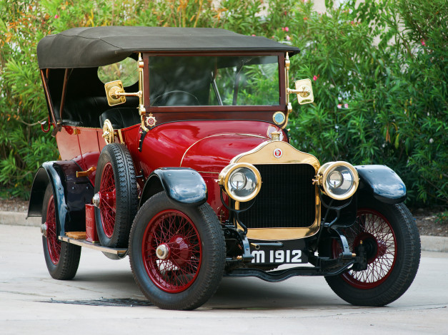 Обои картинки фото автомобили, классика, type, minerva, красный, 1912, vanden, plas, torpedo, gg