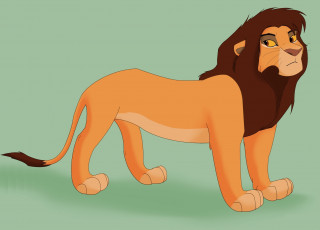 Картинка рисованное животные +львы фон лев