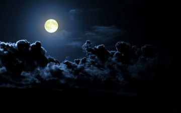 обоя природа, облака, луна, ночь, небо, полнолуние