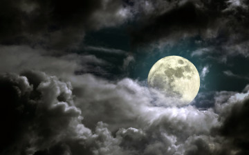 обоя природа, облака, полнолуние, луна, ночь, небо