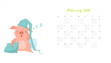 Картинка календари рисованные +векторная+графика поросенок сон подушка свинья