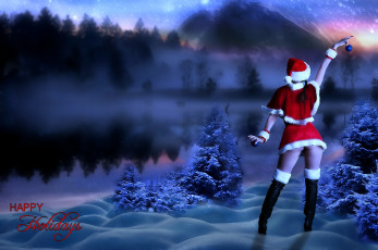Картинка праздничные -+разное+ новый+год девушка фон костюм снег