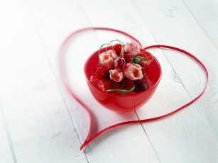 Картинка праздничные день+святого+валентина +сердечки +любовь букет розы чаша сердечко