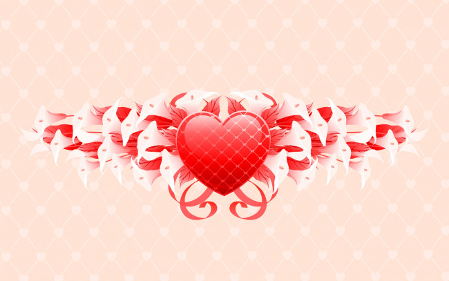 Обои картинки фото векторная графика, сердечки , hearts, сердечко, цветы