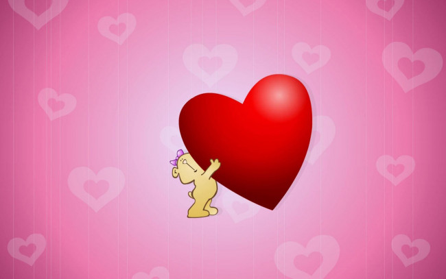 Обои картинки фото векторная графика, сердечки , hearts, сердечко, мишка