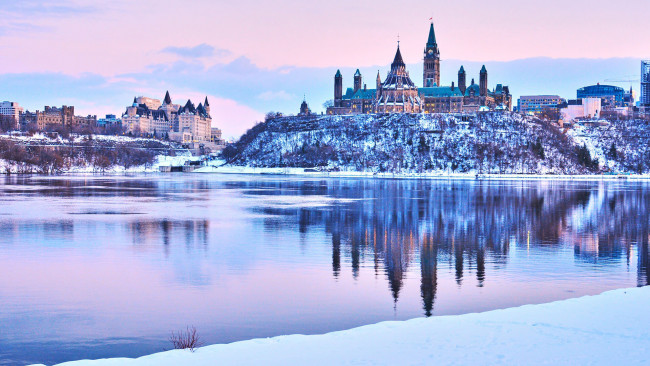 Обои картинки фото города, оттава , канада, оттава, парламент, зима