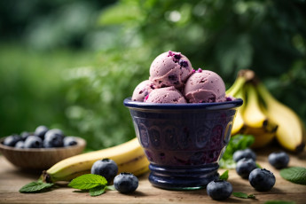 Картинка еда мороженое +десерты мята ягоды черника банан