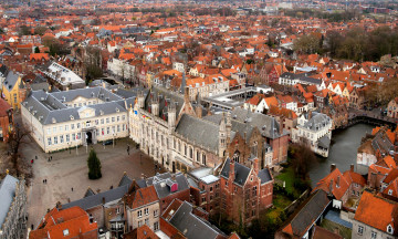 Картинка брюгге бельгия города дома площадь крыши