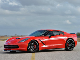 Картинка автомобили corvette hennessey красный turbo c7 2014 twin hpe700 stingray