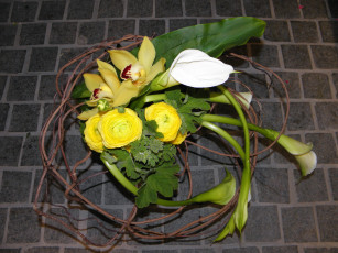 Картинка цветы букеты +композиции орхидеи каллы лютики