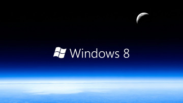 обоя компьютеры, windows 8, луна, фон, логотип