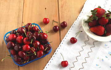 Картинка еда фрукты +ягоды клубника черешня салфетка