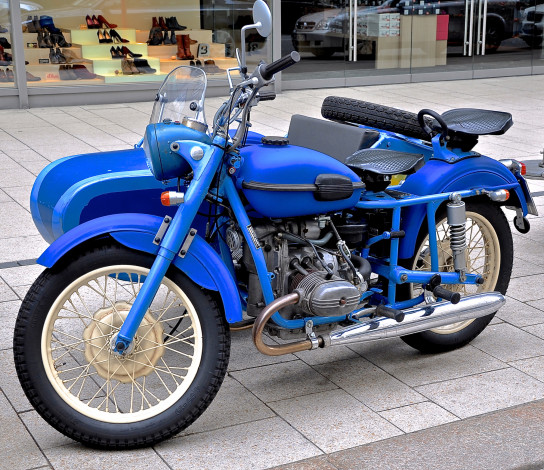 Обои картинки фото мотоциклы, мотоциклы с коляской, синий, урал