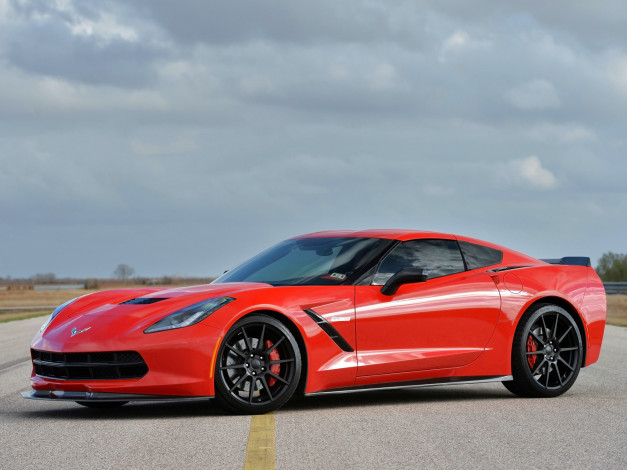 Обои картинки фото автомобили, corvette, hennessey, красный, turbo, c7, 2014, twin, hpe700, stingray