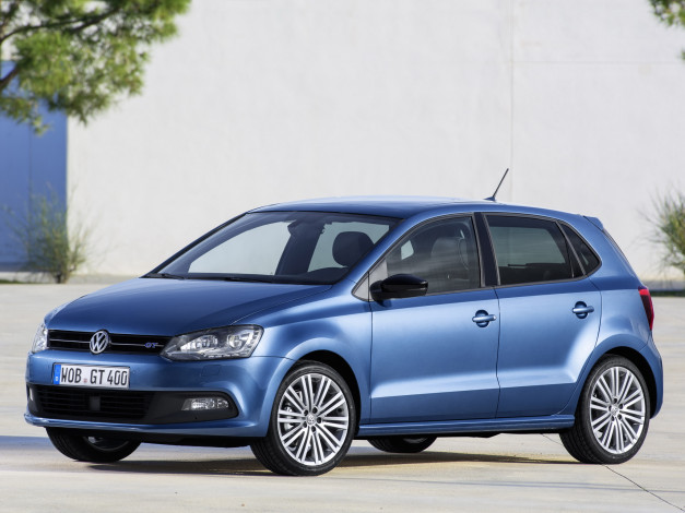 Обои картинки фото автомобили, volkswagen, 5-door, bluegt, polo, 2014, typ, 6r