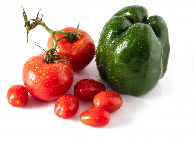 Обои картинки фото еда, овощи, перец, помидоры, томаты
