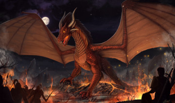Картинка фэнтези драконы воины дракон