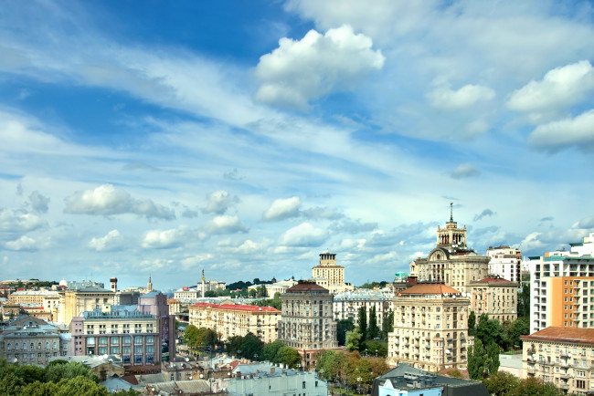 Обои картинки фото города, киев , украина, площадь, дома, киев, панорама