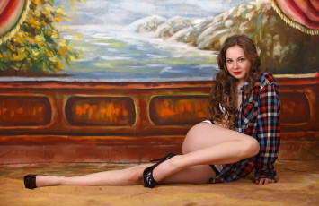 Картинка девушки -unsort+ брюнетки +шатенки фон брюнетка очаровательная взгляд поза ножки няшка девушка секси милая