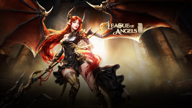 Обои картинки фото видео игры, league of angels, оружие, крылья, демонесса
