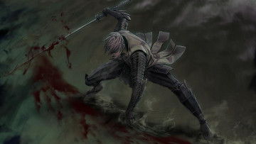 Картинка видео+игры sengoku+basara парень воин меч кровь