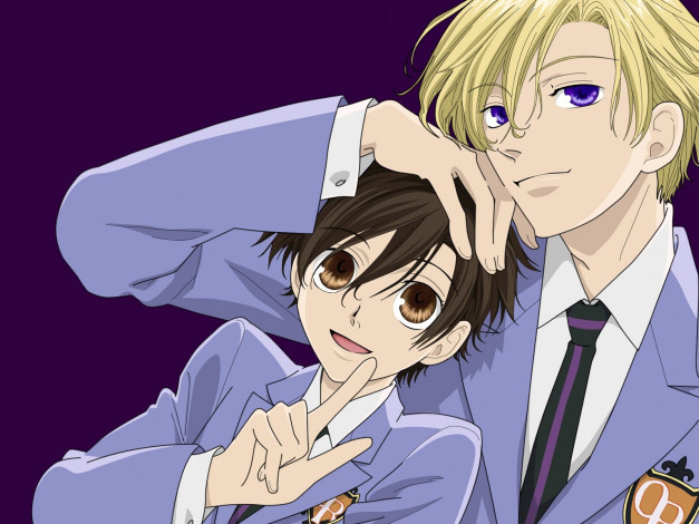 Обои картинки фото аниме, ouran, high, school, host, club, девушка, глаза, волосы, парень