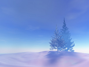 Картинка 3д графика nature landscape природа деревья зима