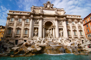 обоя fontana, di, trevi, города, рим, ватикан, италия, дворец, фонтаны