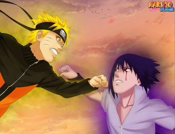 Обои картинки фото аниме, naruto, uchiha, sasuke, uzumaki