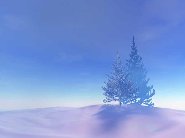 Обои картинки фото 3д, графика, nature, landscape, природа, деревья, зима