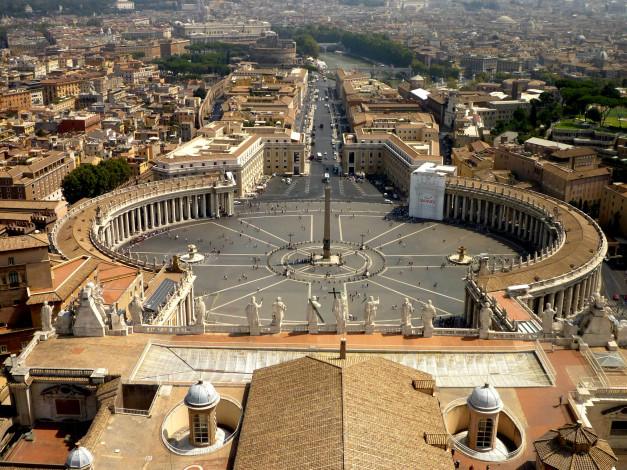 Обои картинки фото st, peters, cupola, view, города, рим, ватикан, италия, площадь, собор