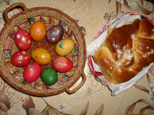 Картинка праздничные пасха корзинка писанки пирог
