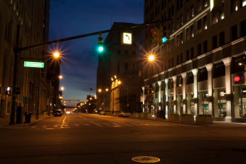 Картинка detroit michigan usa города огни ночного дома улица ночь