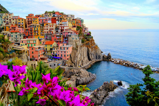 Обои картинки фото города, амальфийское, лигурийское, побережье, италия, камни, дома, скалы