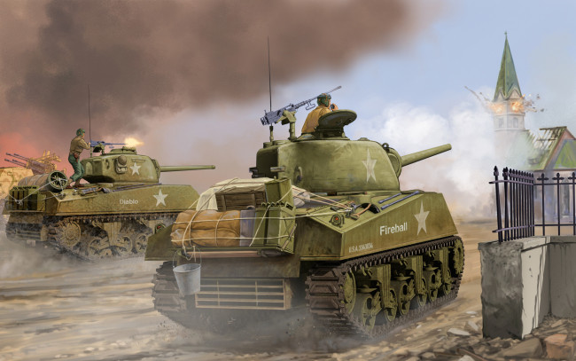 Обои картинки фото рисованные, армия, танк