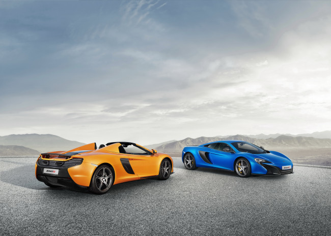 Обои картинки фото 2014 mclaren 650s spider, автомобили, mclaren, синий, желтый