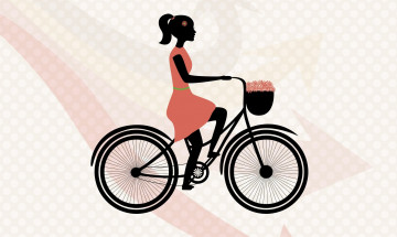 Картинка векторная+графика девушки+ girls девушка взгляд фон велосипед