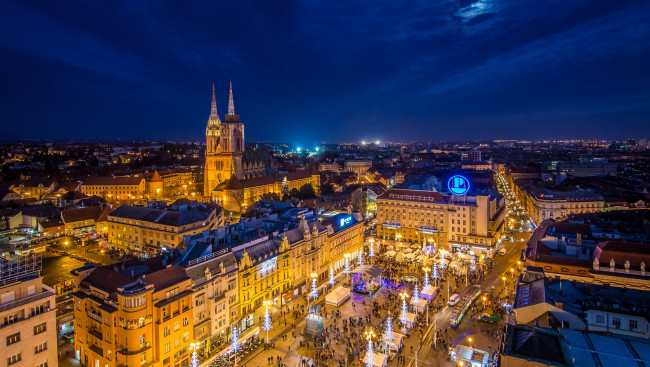 Обои картинки фото zagreb, города, - огни ночного города, ночь, огни