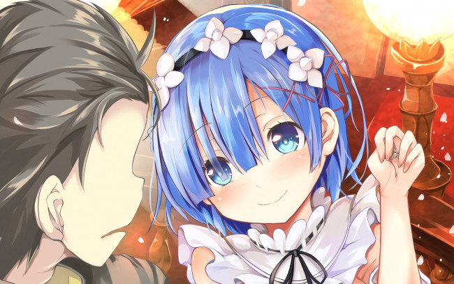 Обои картинки фото аниме, re,  zero kara hajimeru isekai seikatsu, взгляд, девушка, фон