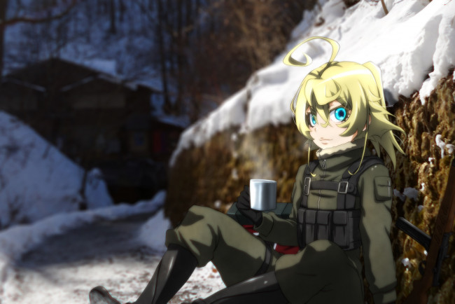 Обои картинки фото аниме, youjo senki, взгляд, девушка