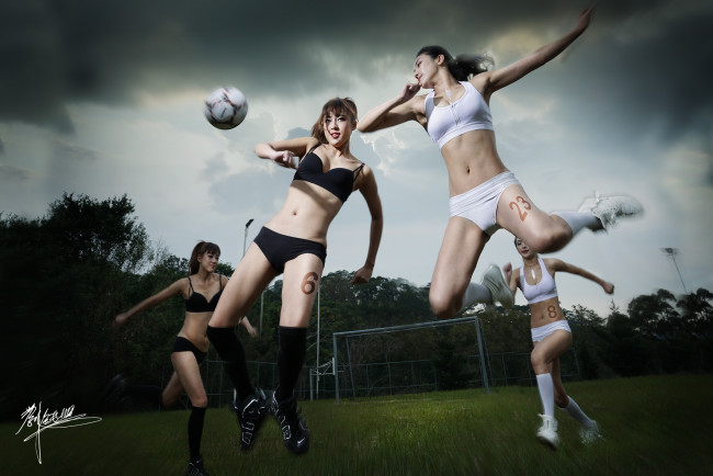 Обои картинки фото спорт, футбол, девушки