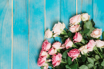 Картинка цветы розы roses pink romantic tender fresh flowers розовые бутоны wood