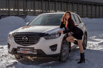 Картинка девушка+и+mazda+cx-5 автомобили -авто+с+девушками зима white katana cx5 girls mazda