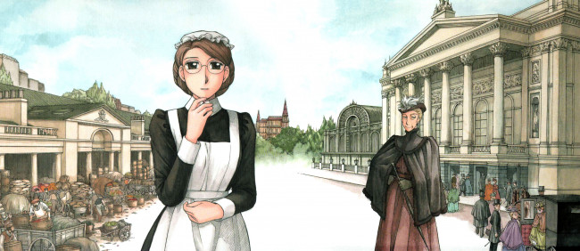 Обои картинки фото emma a victorian romance, аниме, unknown,  другое , девушка, горничная, эмма, люди, здания, улица
