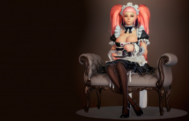 Обои картинки фото 3д графика, фантазия , fantasy, девушка, кресло