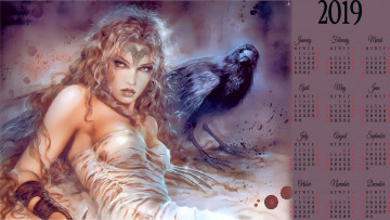Картинка календари фэнтези рисунок узор девушка птица