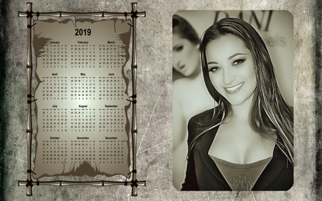 Обои картинки фото календари, компьютерный дизайн, девушка, улыбка